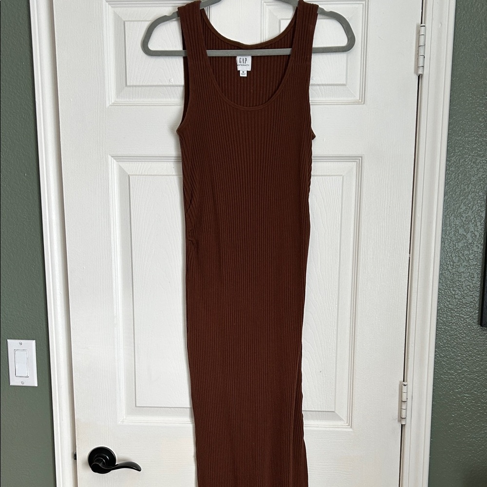 GAP maternity Chocolate Ribbed Maxi Dress